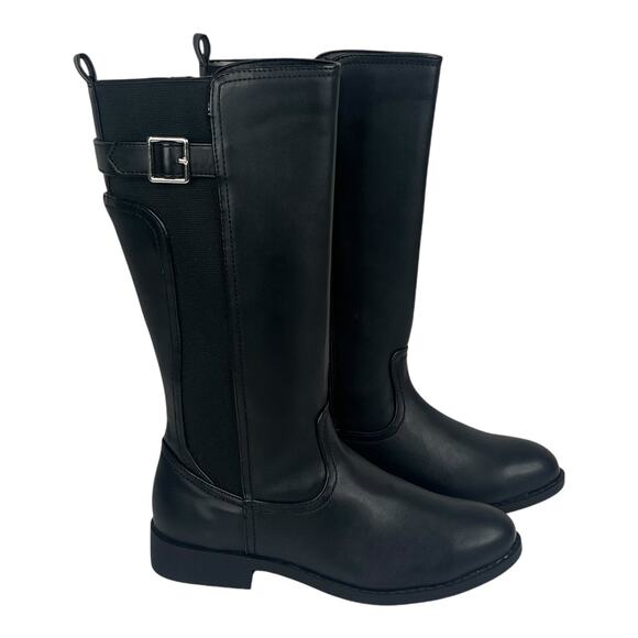 INC McKenzie BOOTS Girls 3 Womens 4.5 Black Silver Riding Biker Boot NEW No Box